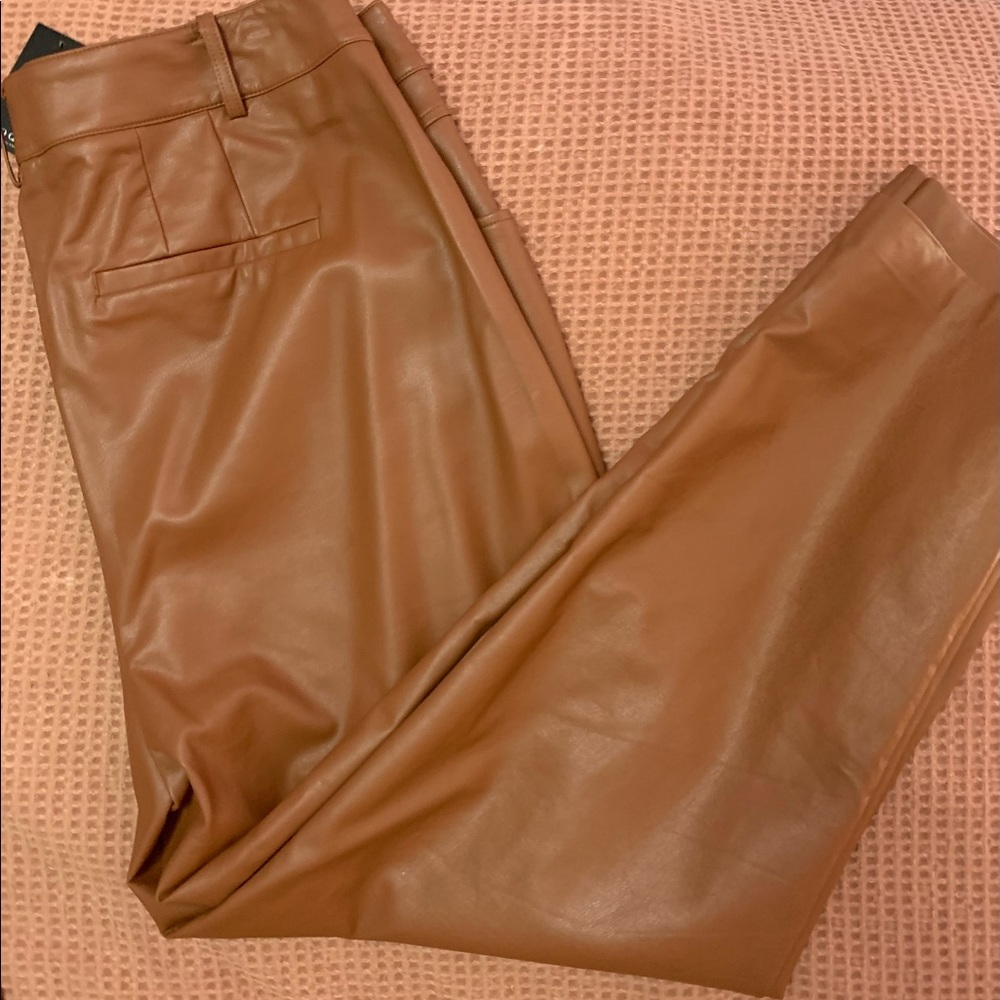 ELOQUII faux brown leather pants